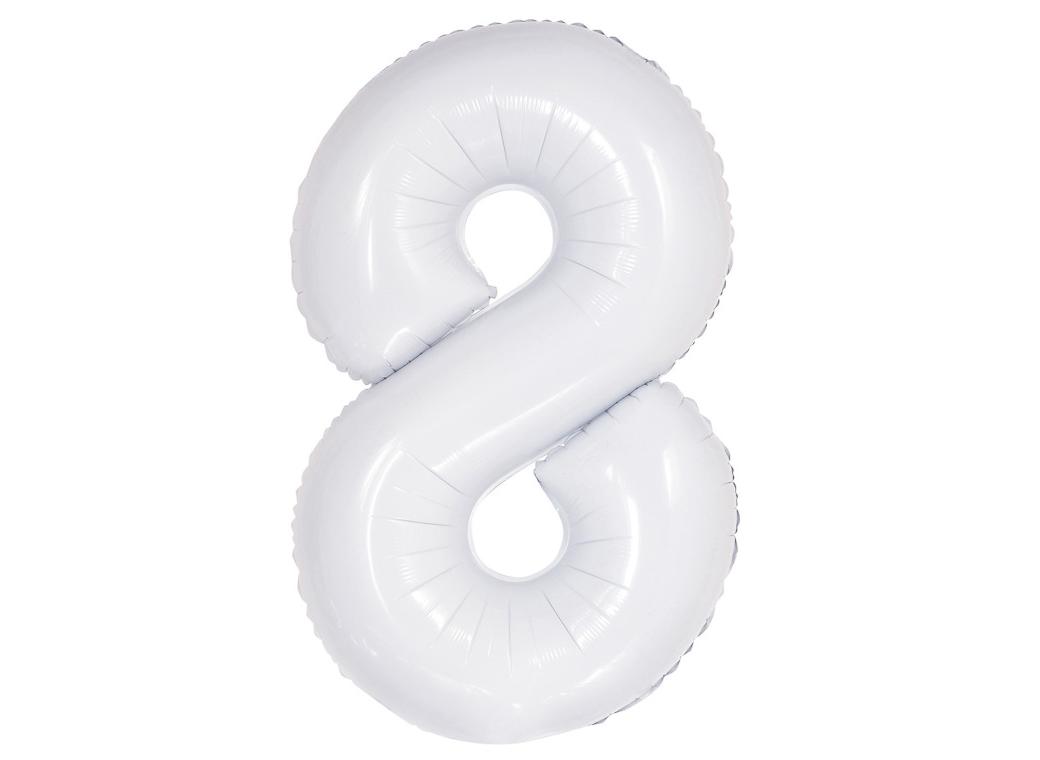 Giant Gloss White Number Foil Balloon - 8