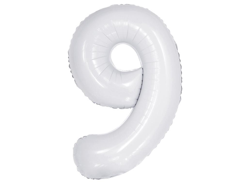 Giant Gloss White Number Foil Balloon - 9