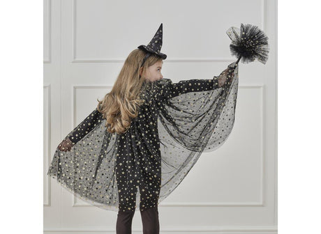 Ginger Ray Black & Gold Star Witch Costume Cape