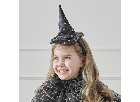 Ginger Ray Black & Gold Star Witch Hat Headband