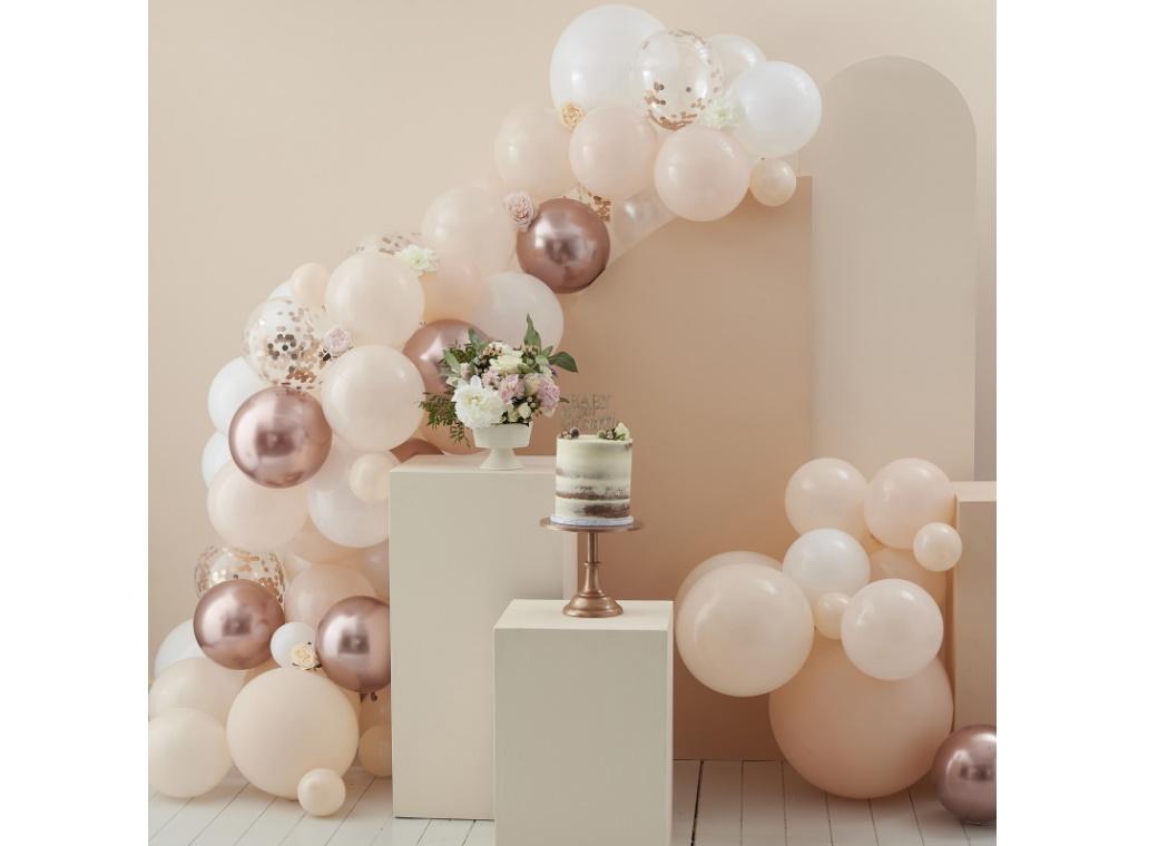 Ginger Ray Peach White & Rose Gold Balloon Arch Kit