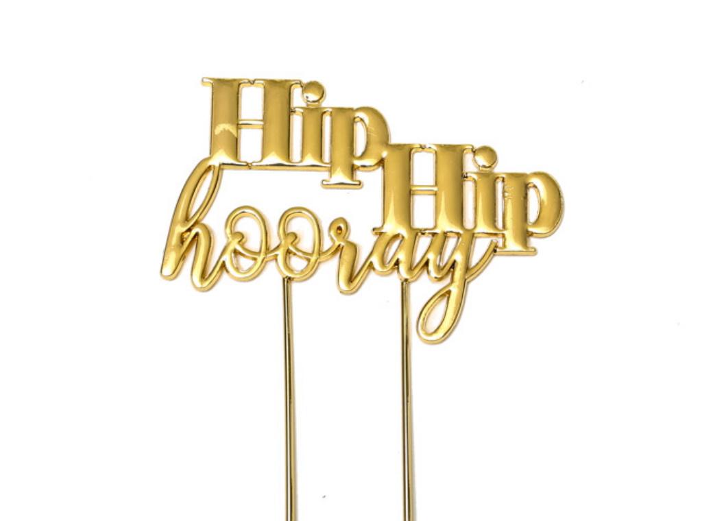 Gold Plated Cake Topper - Hip Hip Hooray