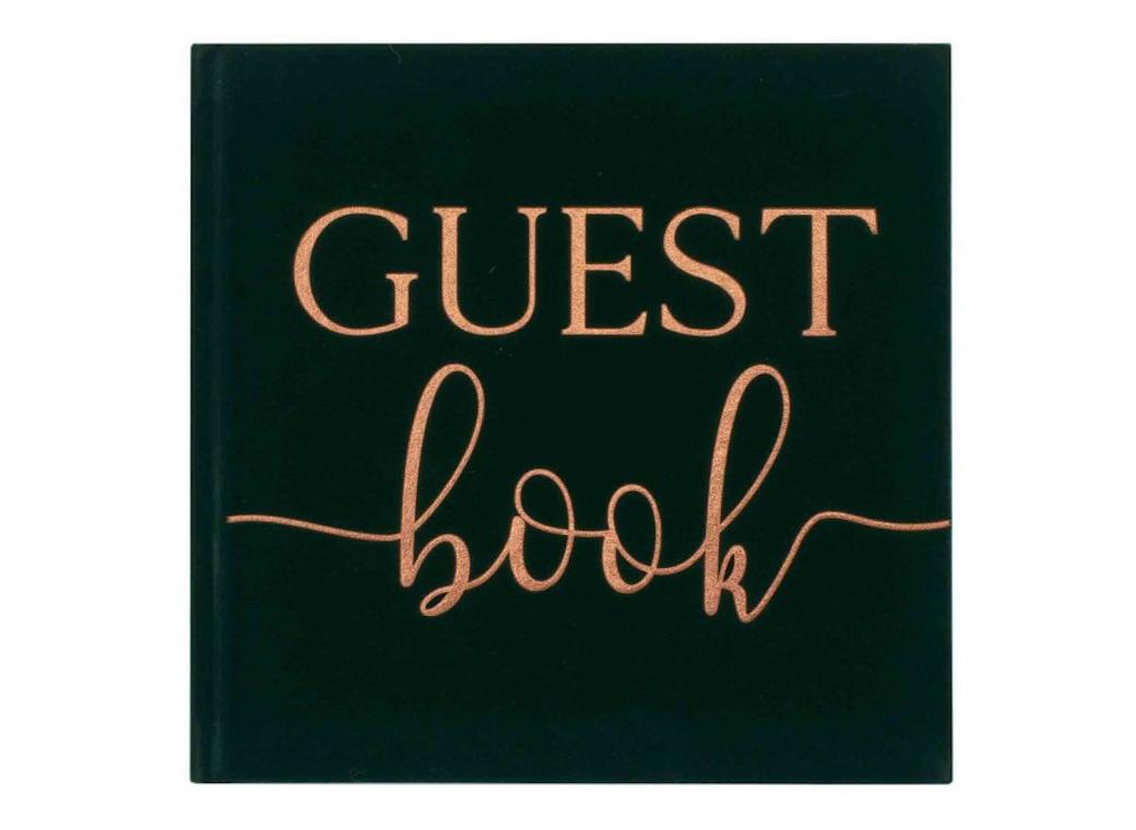 Green Velvet Foiled Wedding Guest Book