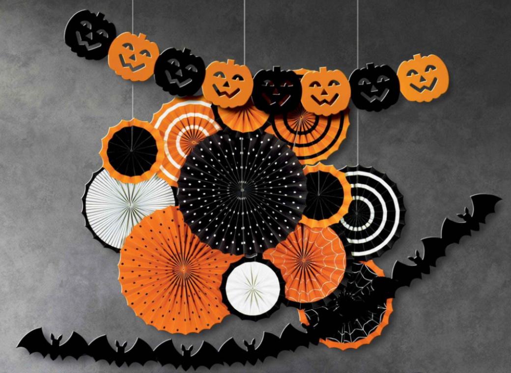 Halloween Paper Fan Room Decorating Kit
