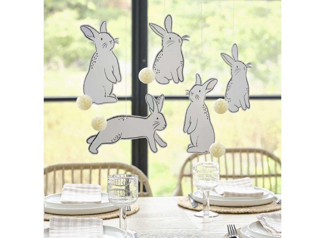 Hanging Easter Bunny Decorations with Honeycomb Tails