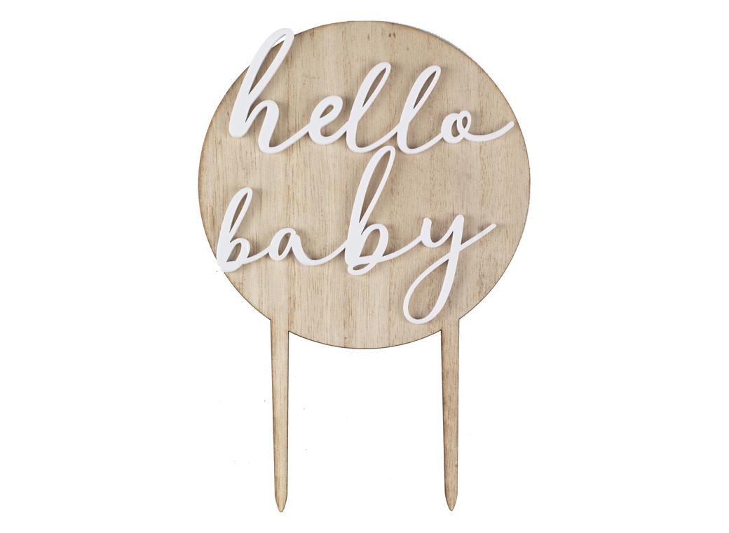 Hello Baby Wood & Acrylic Cake Topper