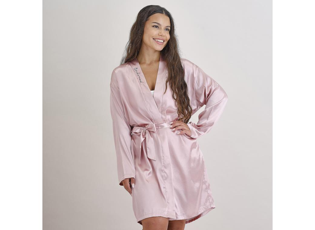 Hen Party Pink Embroidered Bridesmaid Dressing Gown
