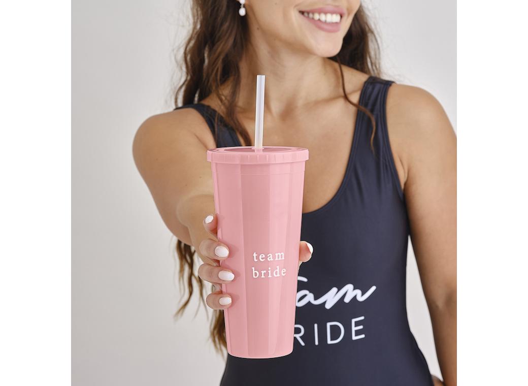 Hen Party Pink Reusable Team Bride Hen Party Cup with Straw