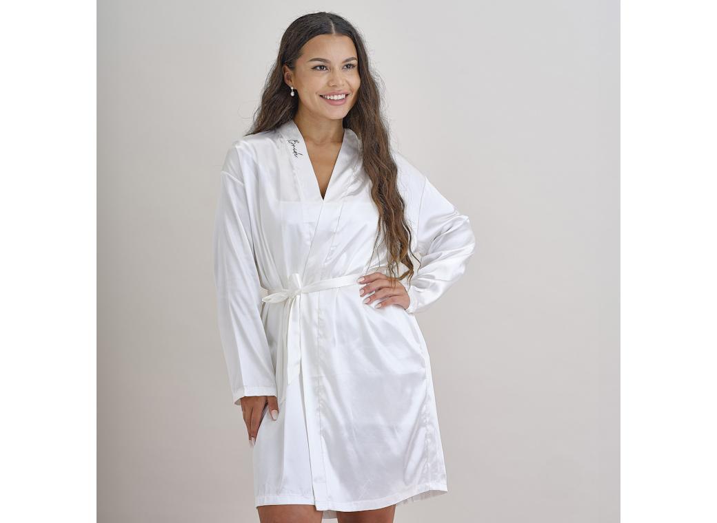 Hen Party White Embroidered Bride Dressing Gown
