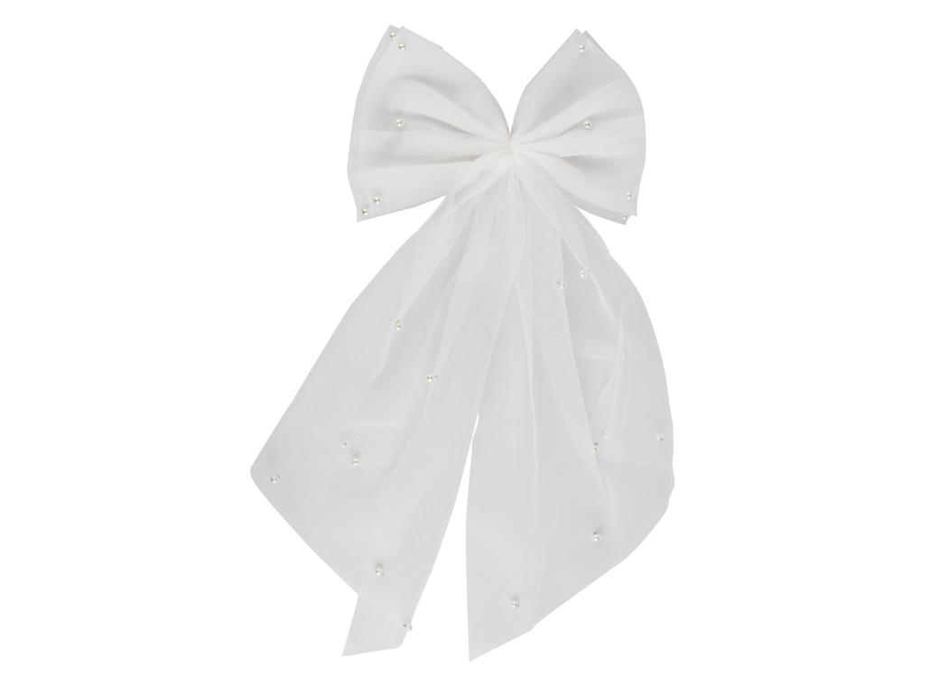 Hen Party White Hair Bow with Pearls