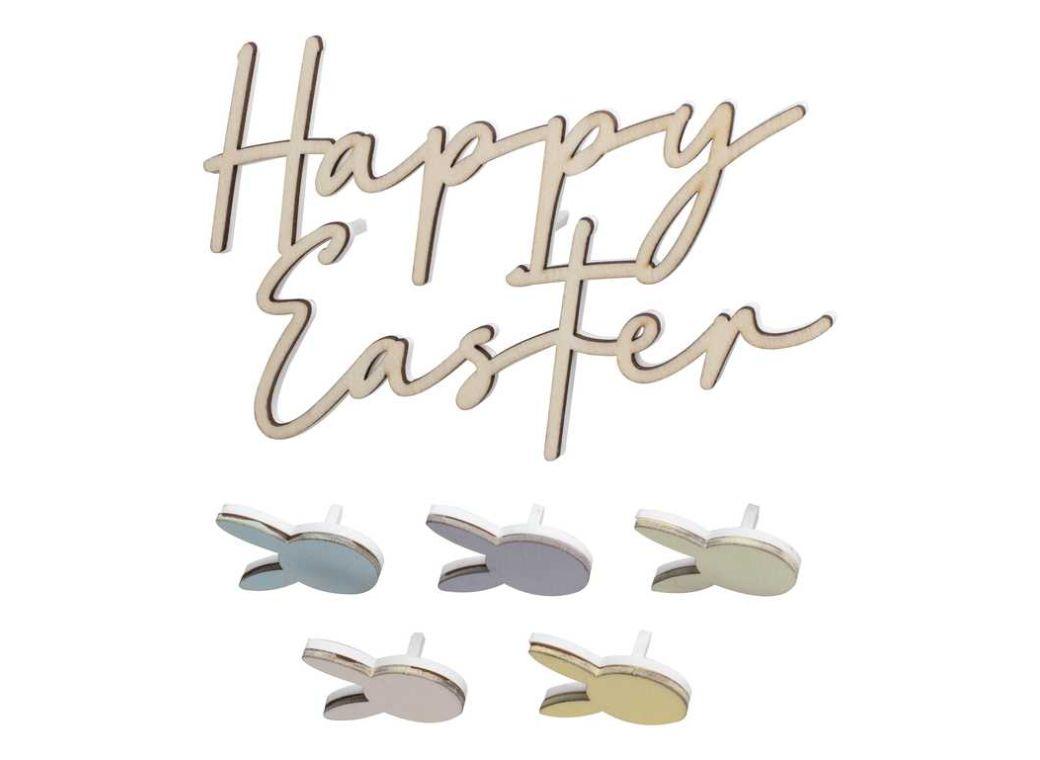 Hop Hop Hooray Wooden Easter Cake Decorations