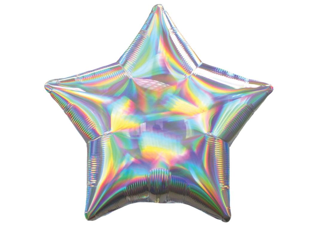 Star Shaped Foil Balloon - Holographic Silver