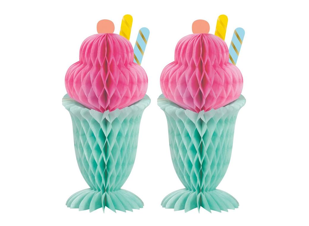 Ice Cream Sundae Honeycomb Decorations 2pk