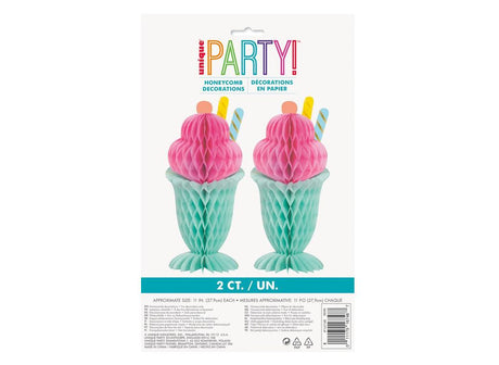 Ice Cream Sundae Honeycomb Decorations 2pk