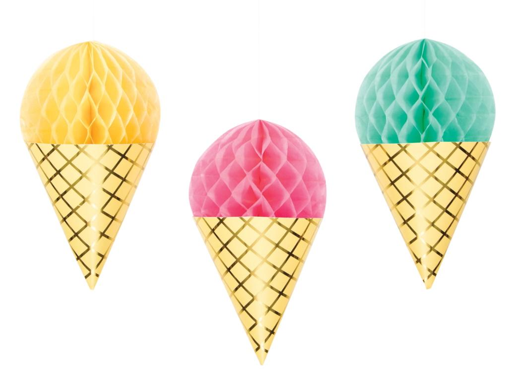 Ice Cream Party Honeycomb Decorations