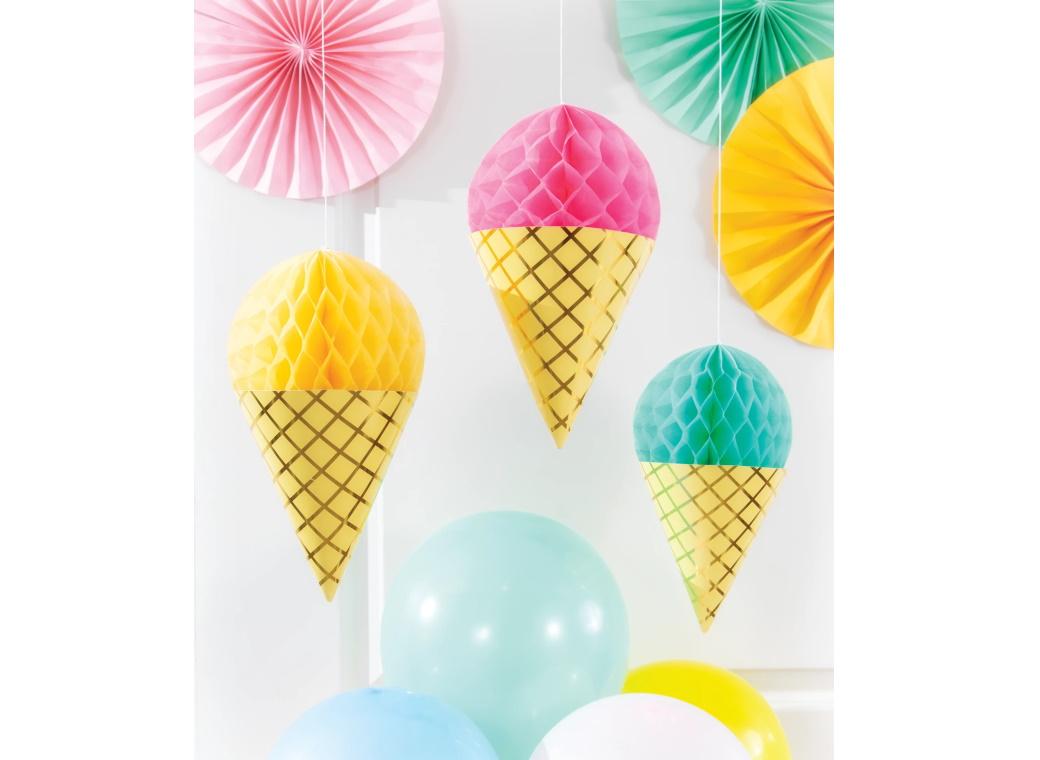 Ice Cream Party Honeycomb Decorations