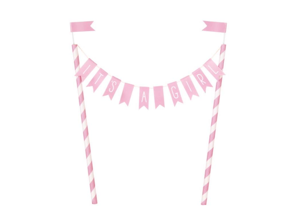 It's A Girl Bunting Cake Topper