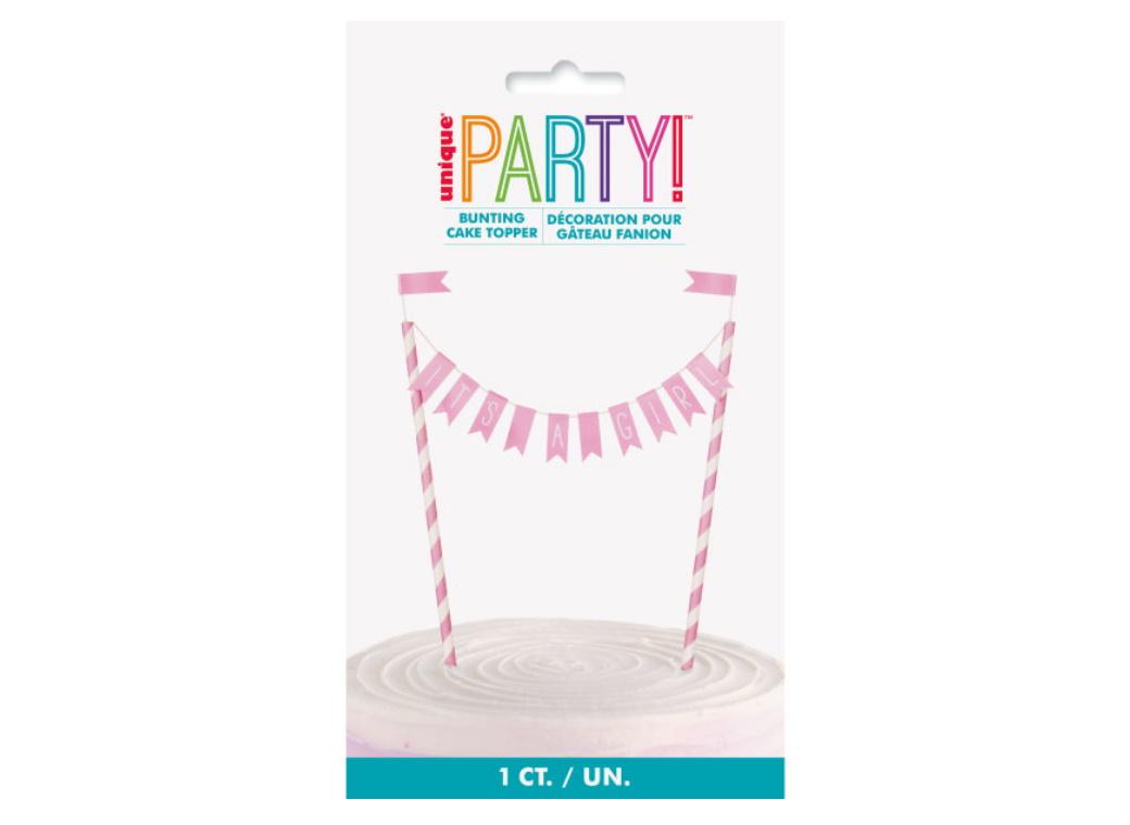 It's A Girl Bunting Cake Topper
