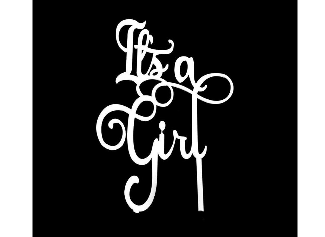 White Acrylic Cake Topper - It's A Girl