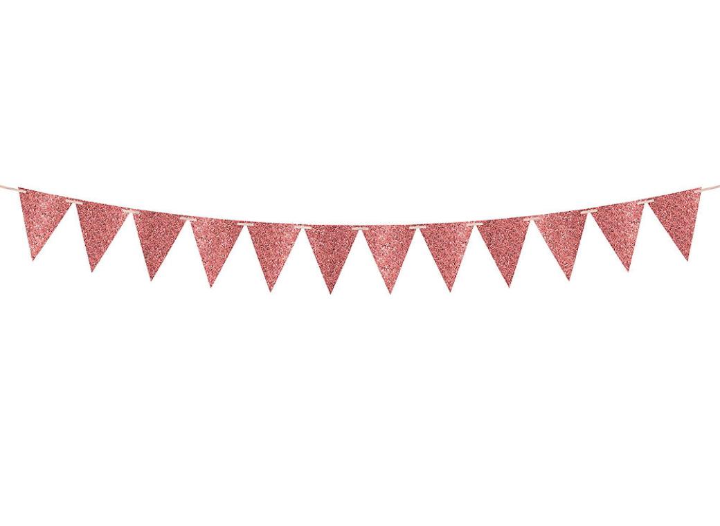 Large Glitter Pennant Banner - Rose Gold