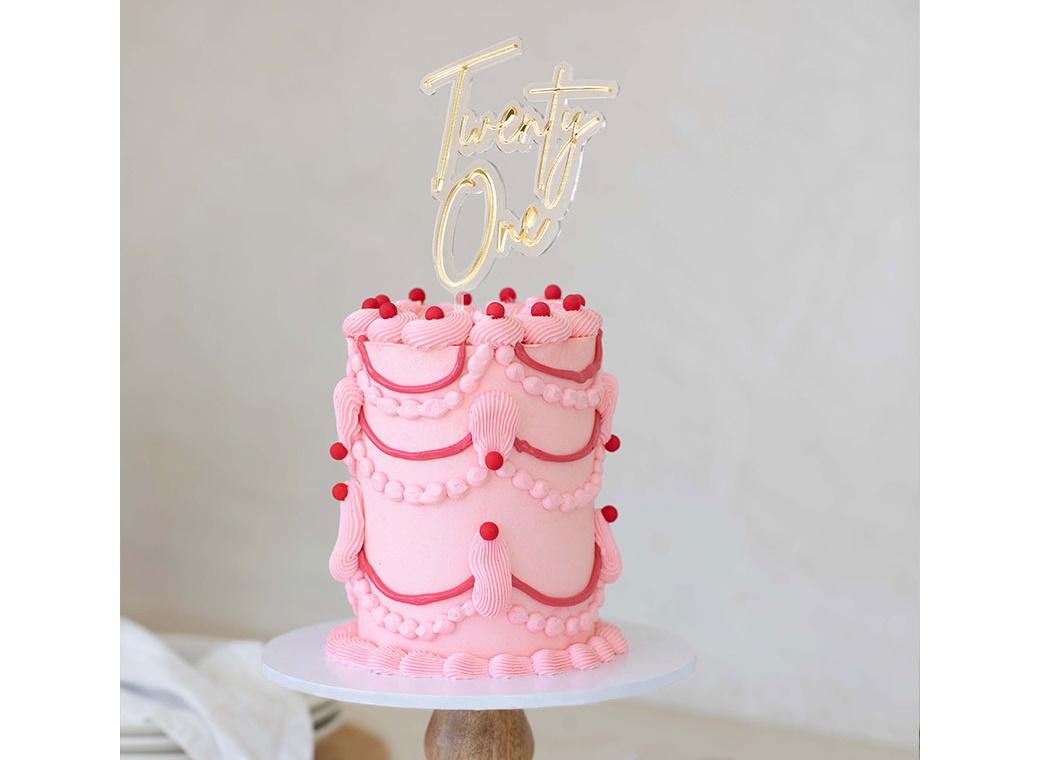 Twenty One Layered Cake Topper - Gold/Clear