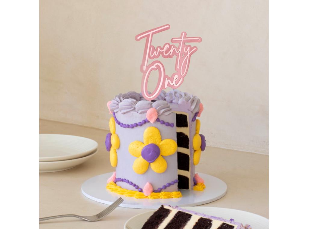 Twenty One Layered Cake Topper - Pink Opaque / Pink