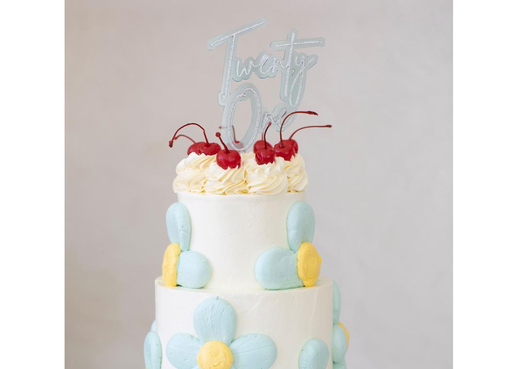 Twenty One Layered Cake Topper - Silver / Blue