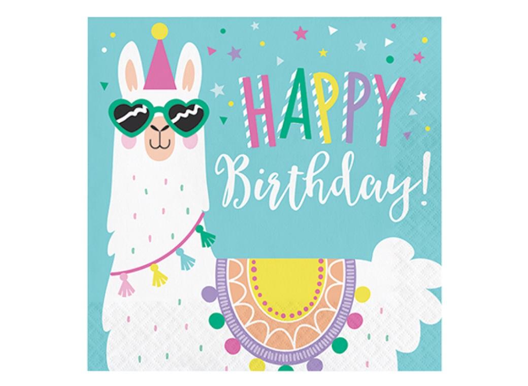 Llama Party Happy Birthday Lunch Napkins 16pk