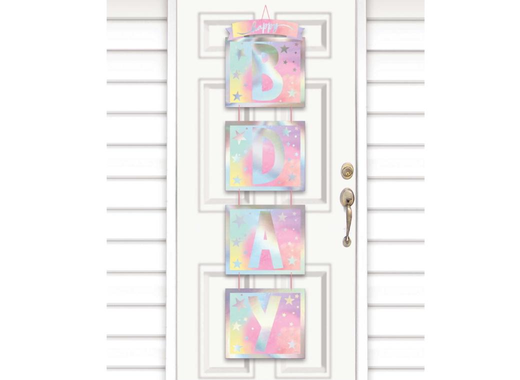 Luminous Iridescent BDAY Stacked Sign