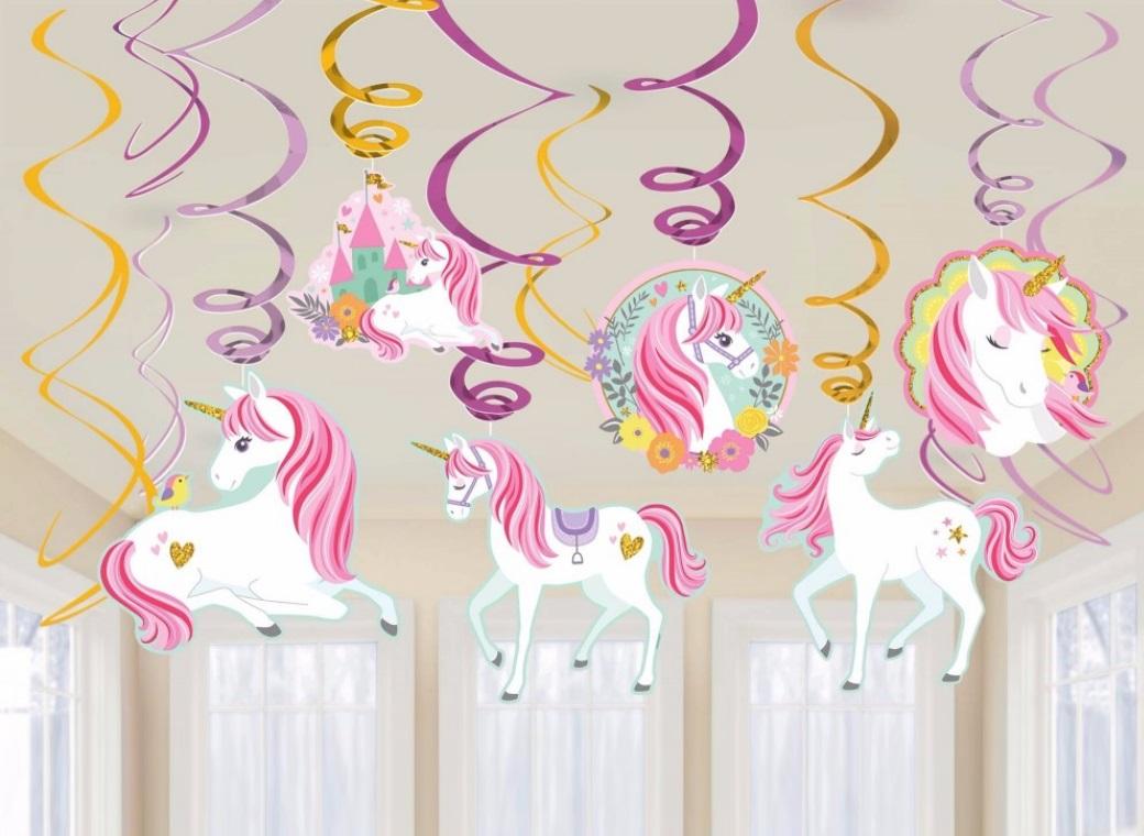 Magical Unicorn Hanging Swirl Decorations