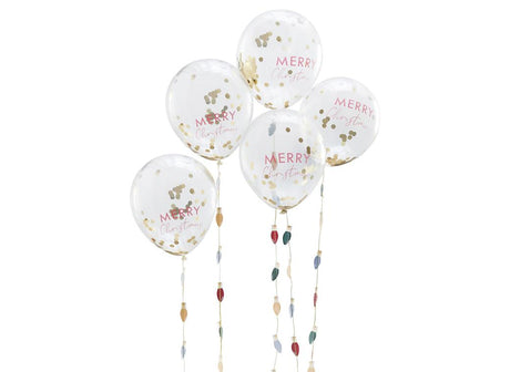 Merry Christmas Confetti Balloons with Light Bulb Tails