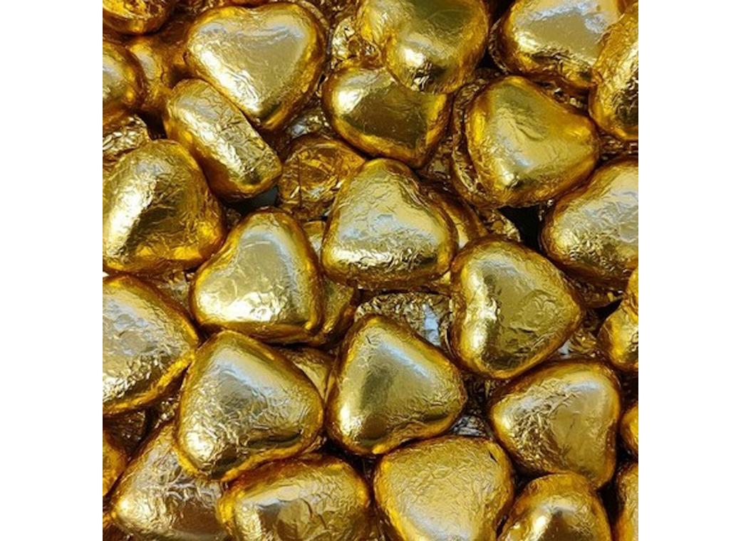Milk Chocolate Hearts 10pk - Gold