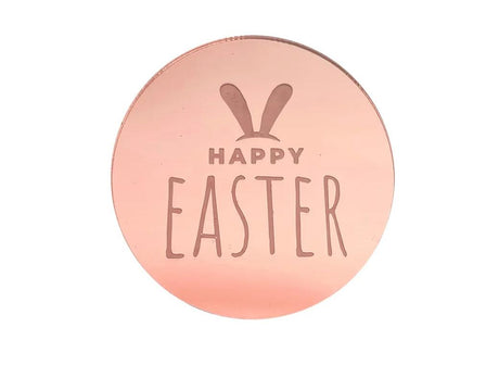 Mini Rose Gold Mirror Cake Topper - Happy Easter
