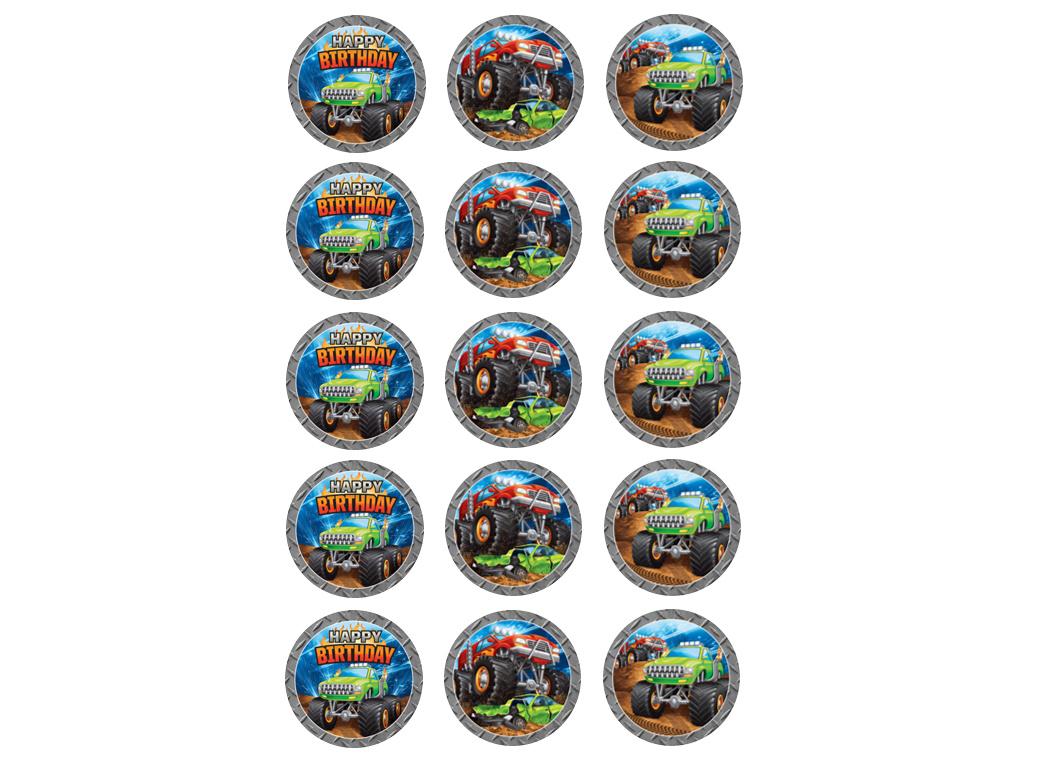 Edible Icing Cupcake Images - Monster Truck