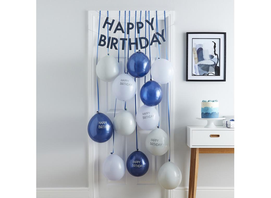 Navy & Blue Happy Birthday Balloon Door Kit