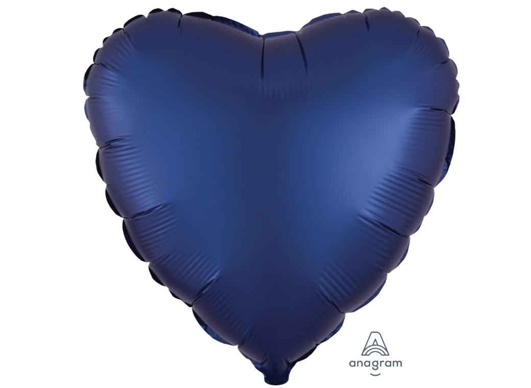 Heart Shaped Foil Balloon - Satin Luxe Navy