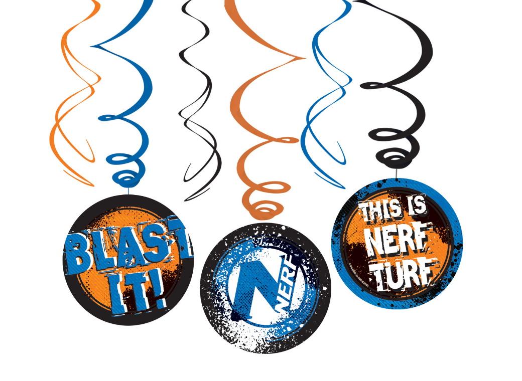 Nerf Hanging Swirl Decorations 6pk