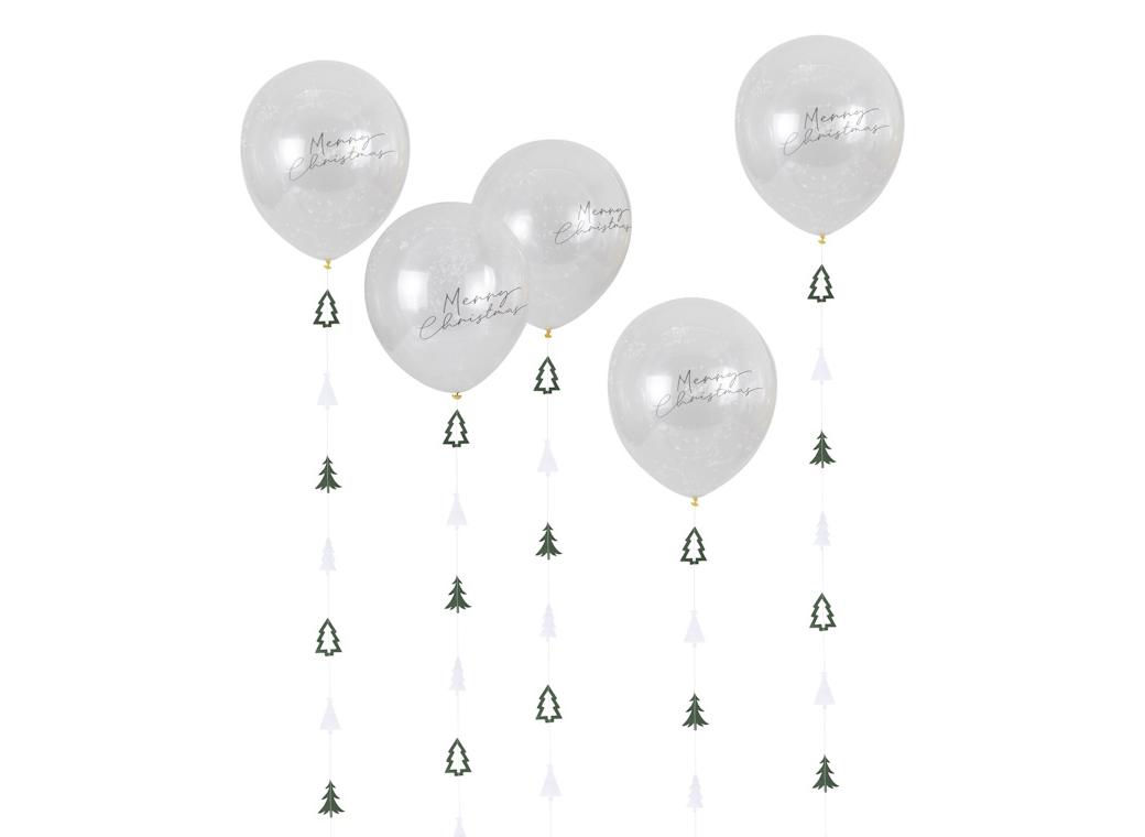 Nordic Noel Confetti Balloons with Tails 5pk