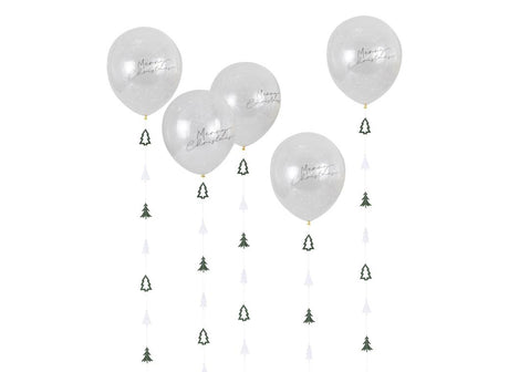 Nordic Noel Confetti Balloons with Tails 5pk