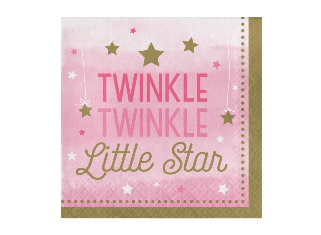 One Little Star Girl Lunch Napkins 16pk