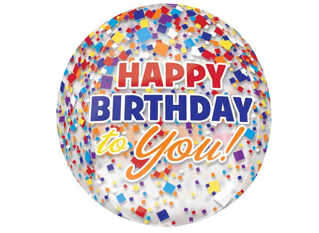 Orbz Clear Balloon Happy Birthday to You Confetti