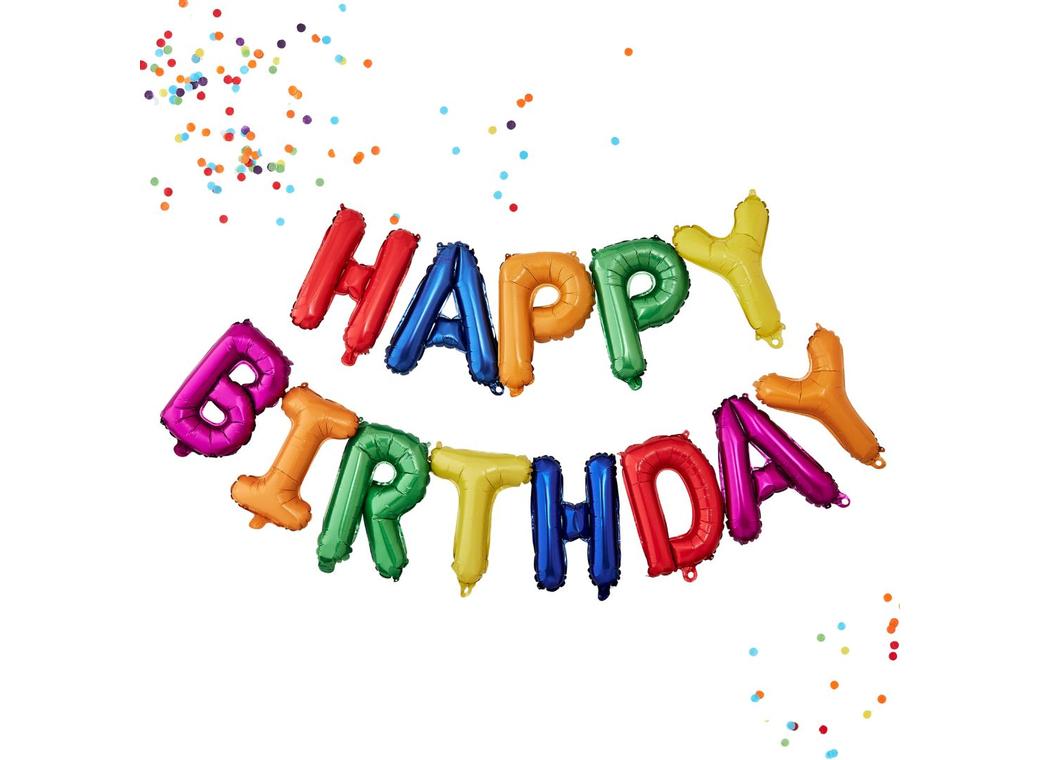 Rainbow Happy Birthday Foil Letter Balloons