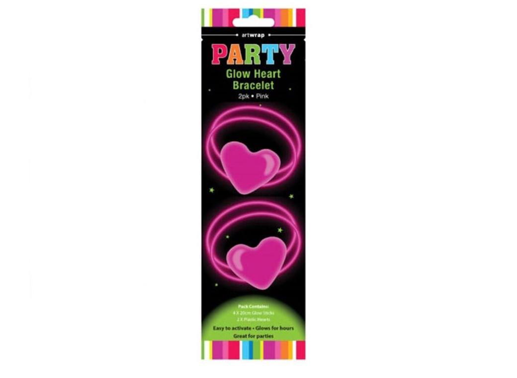 Party Glow Heart Bracelets 2pk