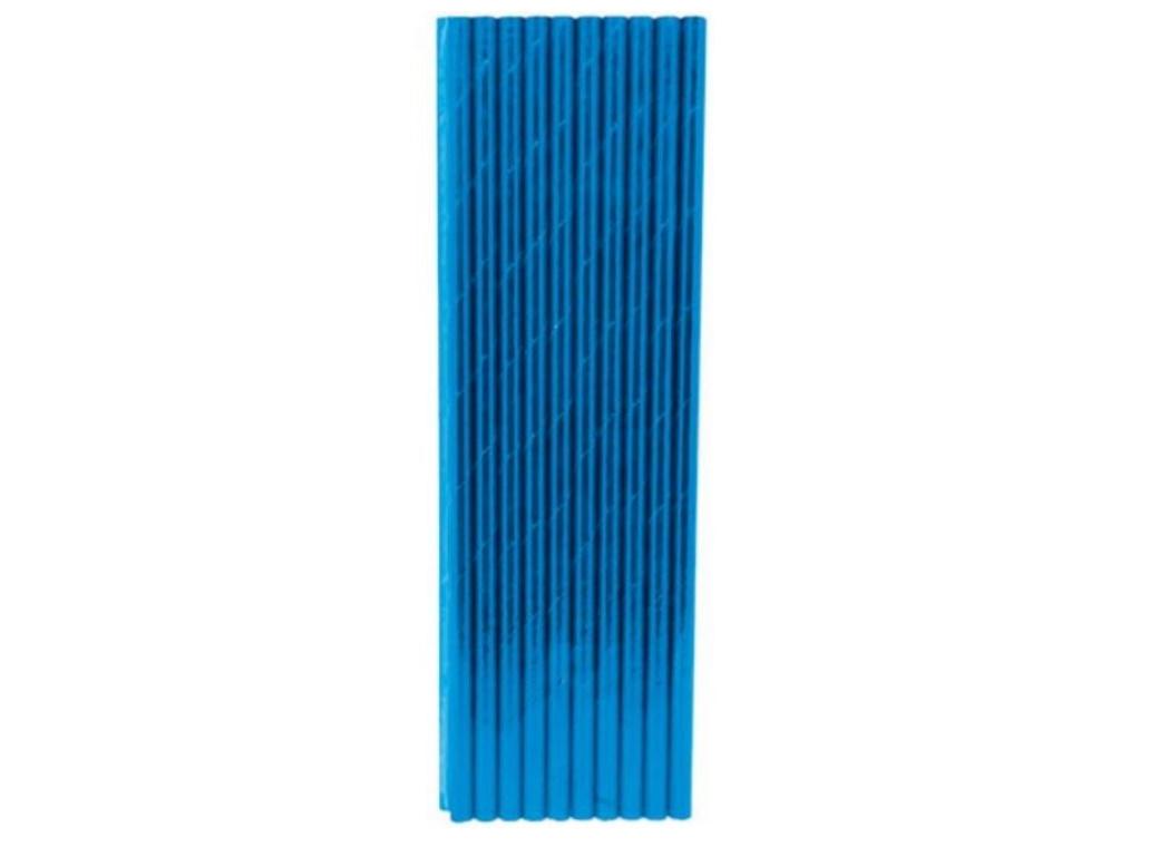 Paper Straws Blue Foil 20pk