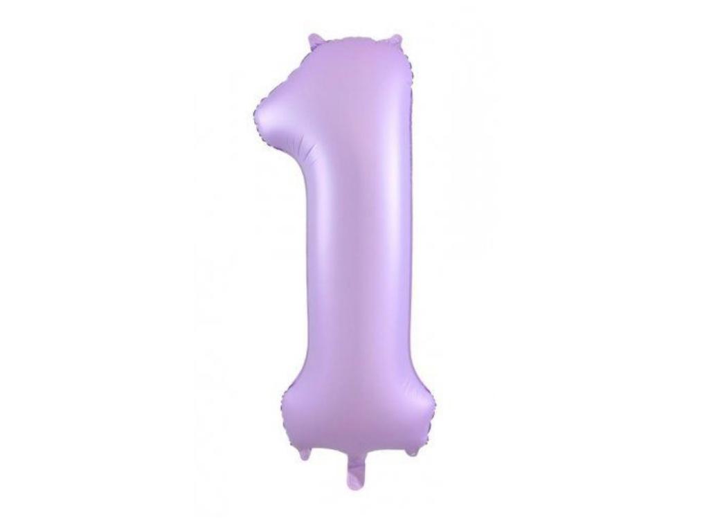 86cm Pastel Matte Lilac Number Balloon - 1