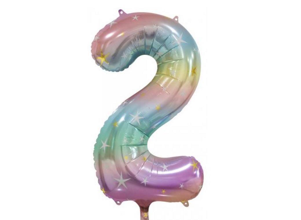Pastel Rainbow Number 2 Foil Balloon
