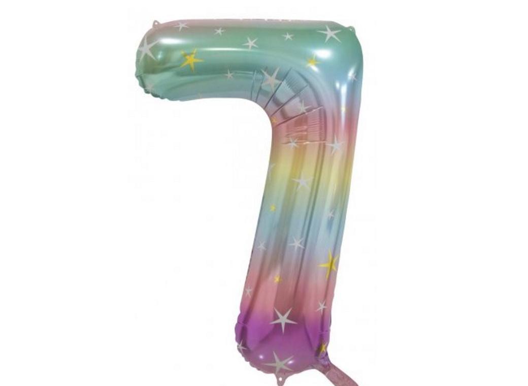 Pastel Rainbow Number 7 Foil Balloon