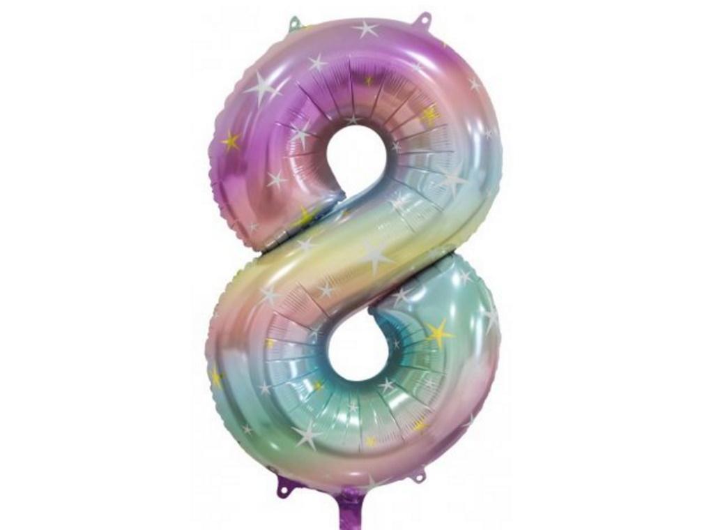 Pastel Rainbow Number 8 Foil Balloon