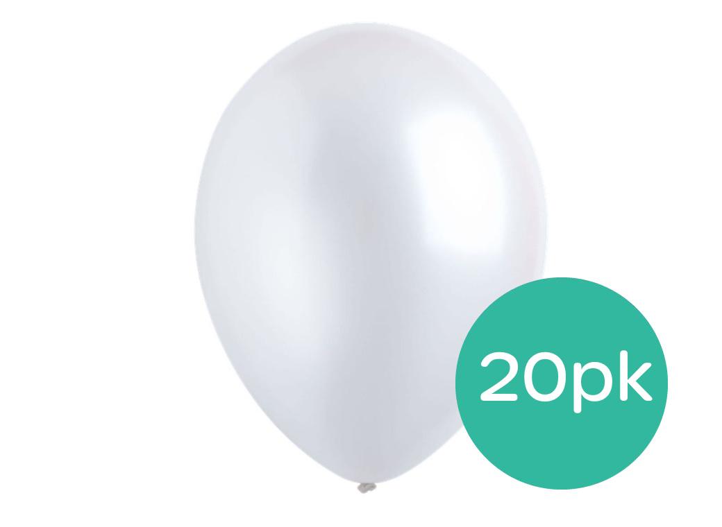 Value Balloons 20pk - Pearl White