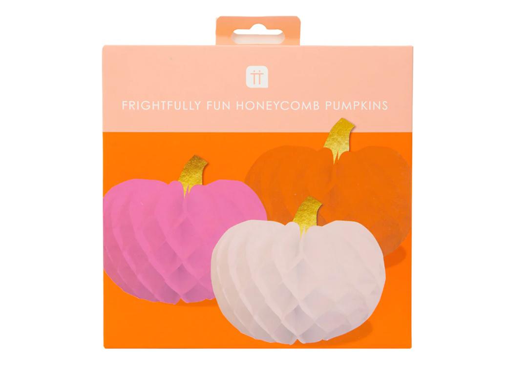 Pumpkin Brights Honeycomb Decorations 3pk